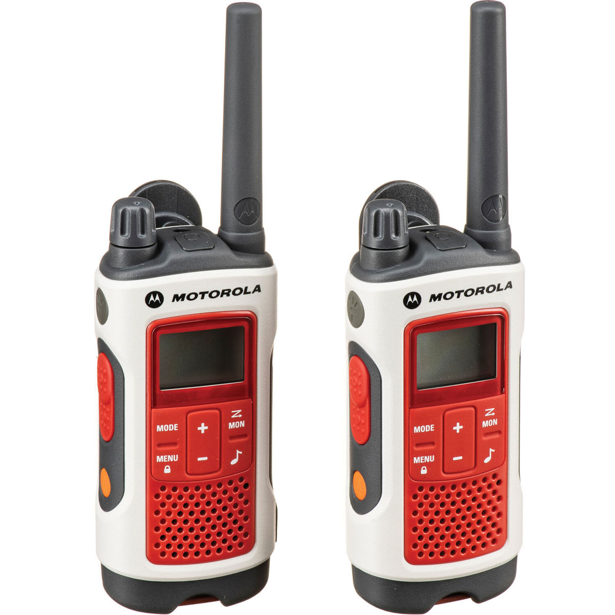 

Motorola Talkabout T482 Rechargeable Two-Way Radio, White/Red, 2-Pack