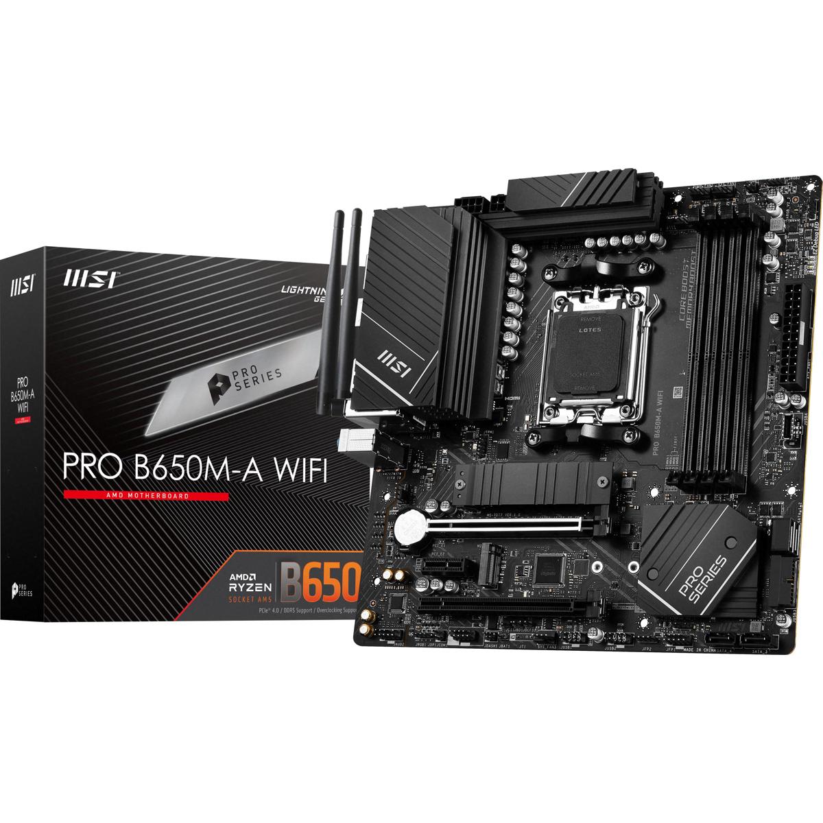 

MSI PRO B650M-A Wi-Fi DDR5 AM5 SATA 6Gb/s Micro-ATX Gaming Motherboard