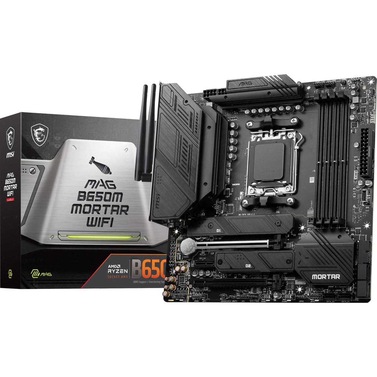 

MSI MAG B650M MORTAR Wi-Fi DDR5 AM5 SATA 6Gb/s Micro-ATX Motherboard