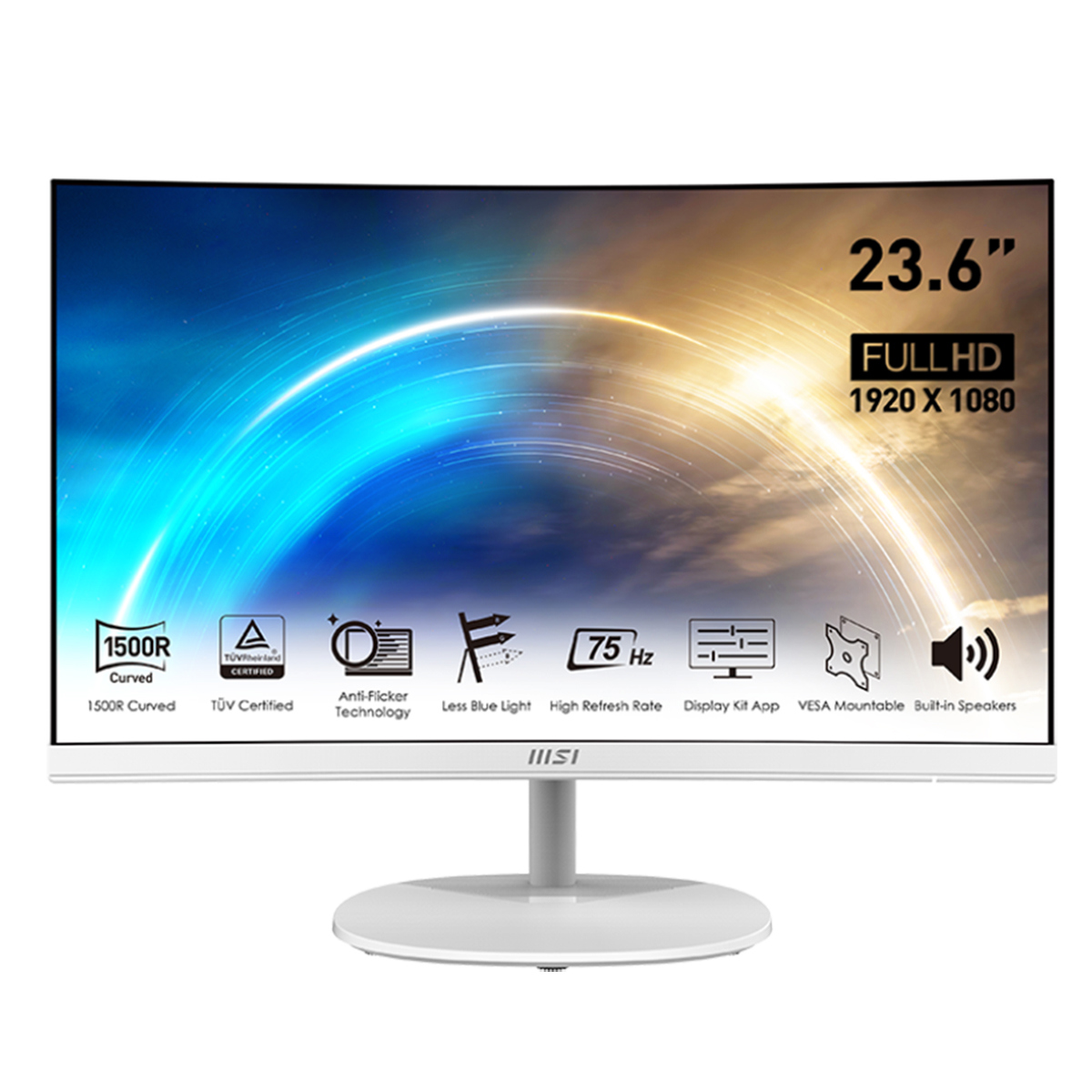 

MSI PRO MP241CAW 23.6" 16:9 Full HD Curved VA LCD Monitor, Matte White