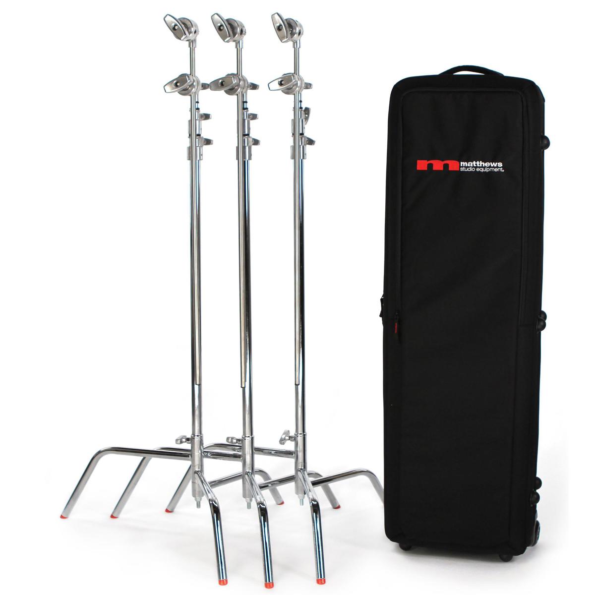 

Matthews Trio C+ Traveler Kit, 3 C+ Stand with Gobo Arms & Heads, Rolling KitBag