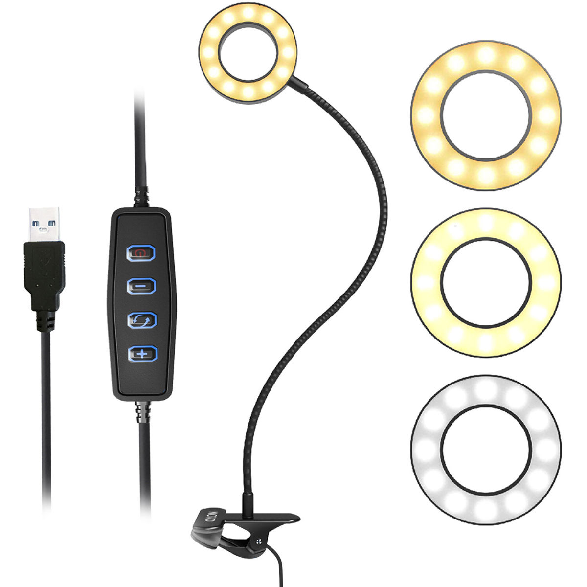 

Movo Photo VGC-1 Clip-On Selfie Ring Light for Live Stream/Makeup/Tutorial/Vlog
