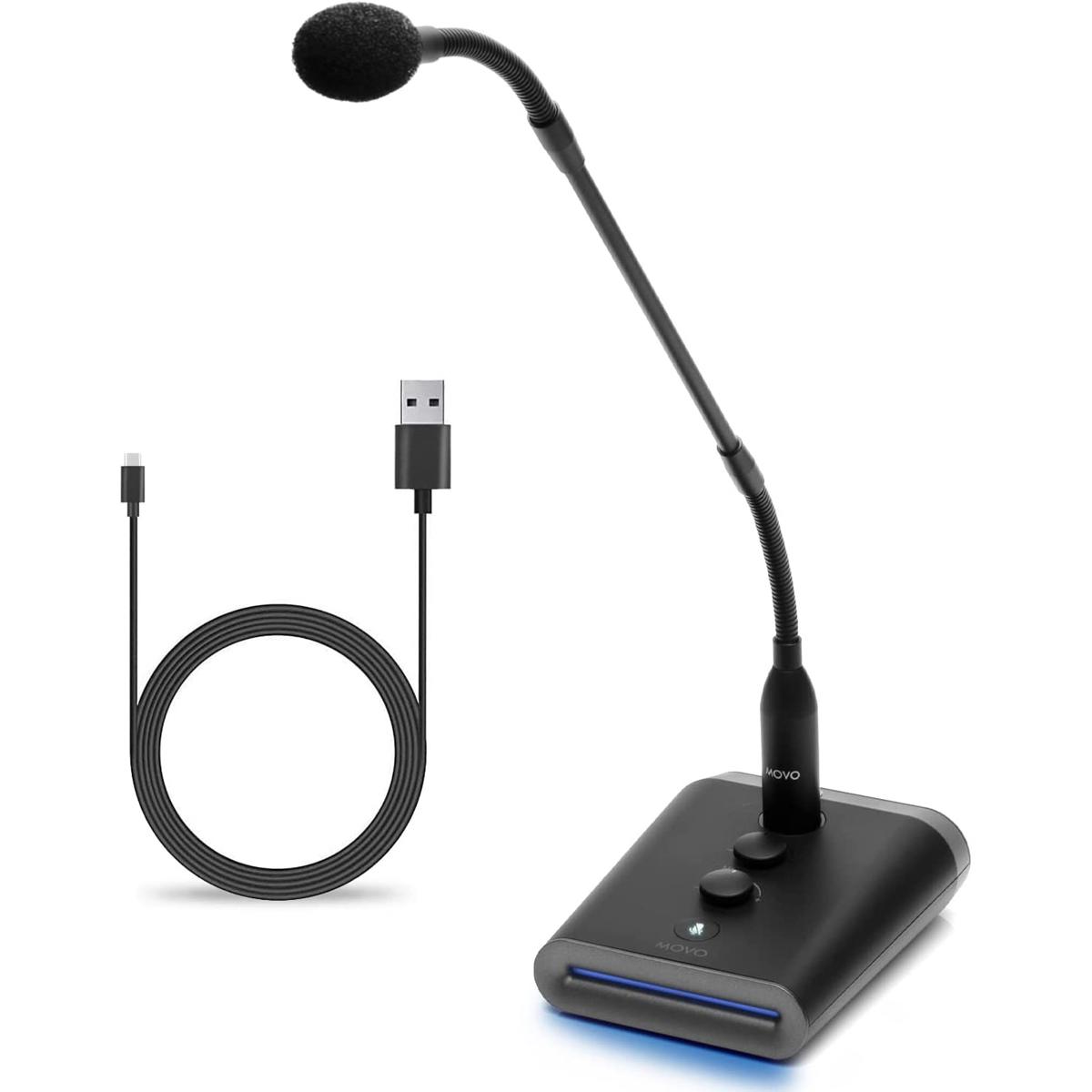 

Movo Photo GM-7 19" Pro Cardioid USB Gooseneck Mic with Mic Gain and RGB Lights