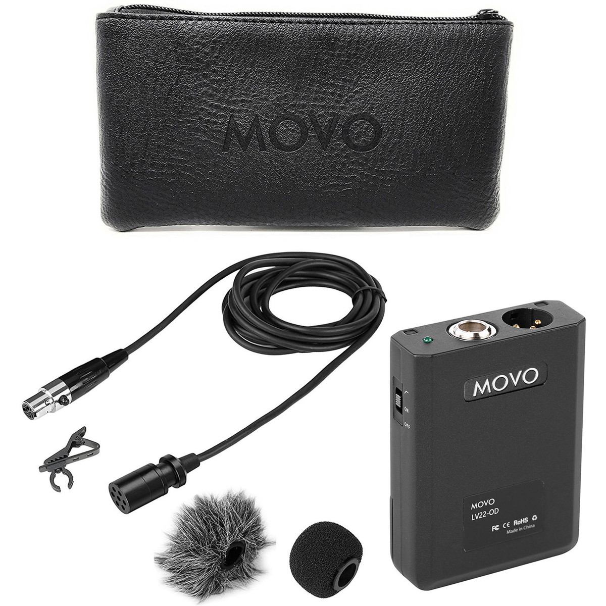 

Movo Photo LV22OD XLR Omni Condenser Lavalier Mic with Body Pack Power Supply