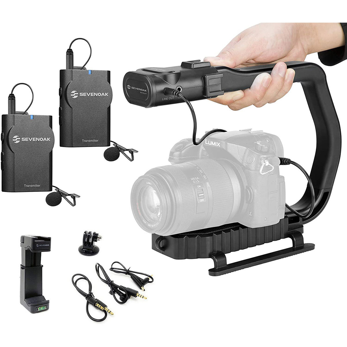 

Movo Photo MicRig-W2 Wireless Mic Filmmaker Kit w/Stabilizer, 2x Lavalier Mics