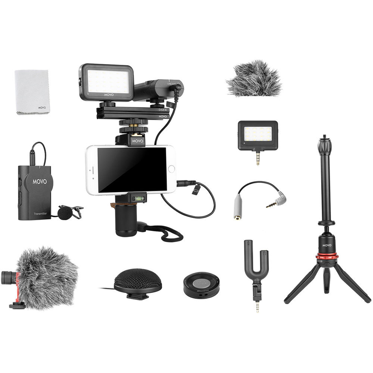 

Movo Photo Smartphone Video Kit V8 w/ Shotgun, Wireless, 360 Stereo & Mini Mics