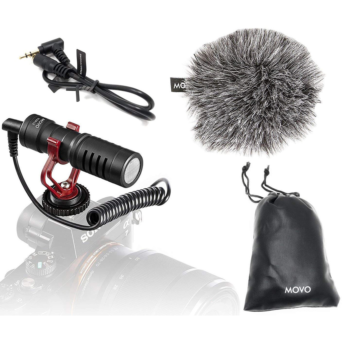 

Movo Photo VXR10 Universal Cardioid Condenser Video Mic for DSLR Cameras, Black