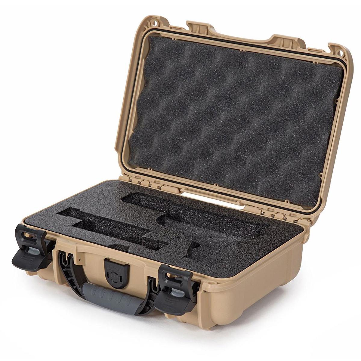 Nanuk 909 Glock Pistol Case, Holds Most Glock Pistols and Two Magazines, Tan