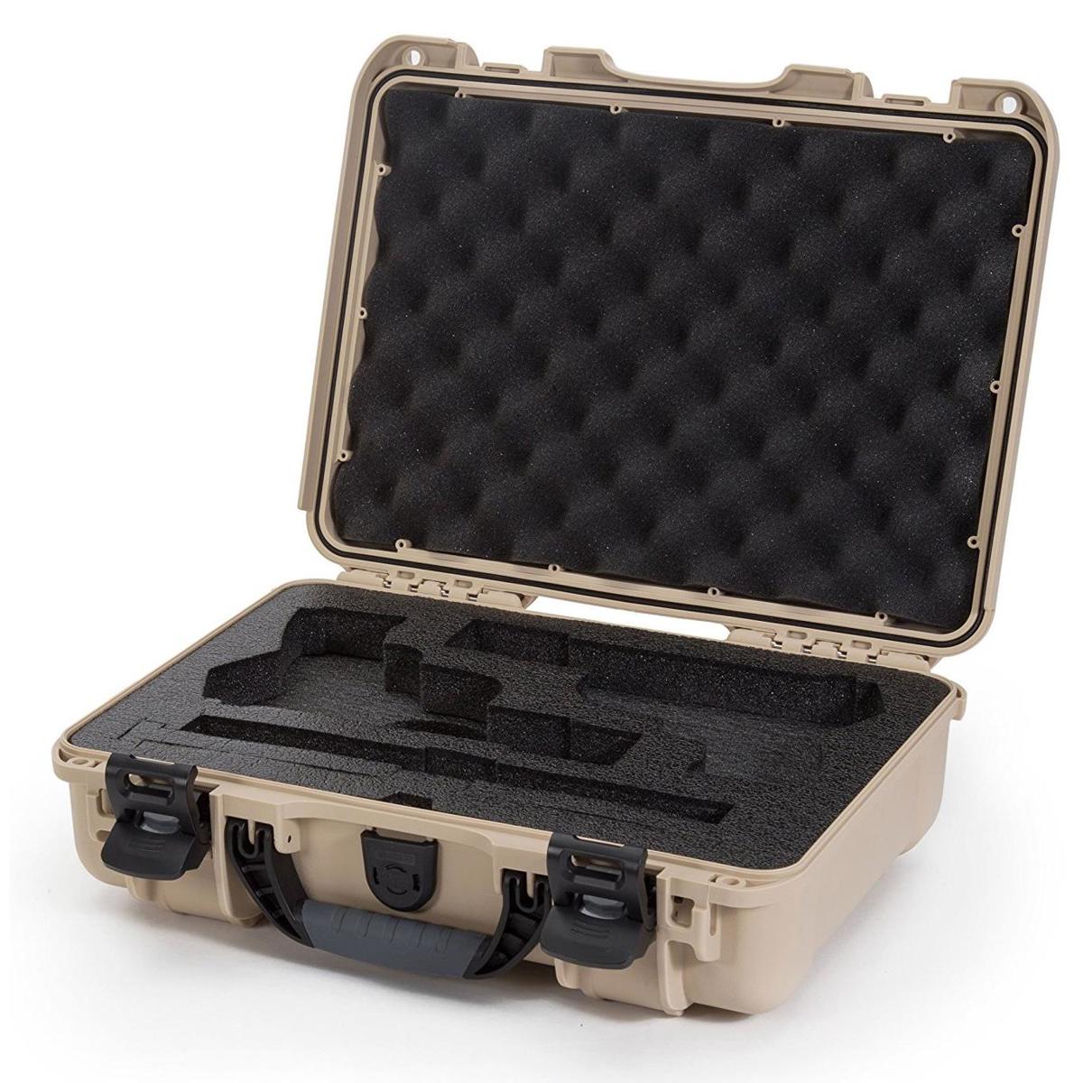 Nanuk 910 2Up Pistol Case, Two Pistols & Two Single or Double Stack Mags, Tan