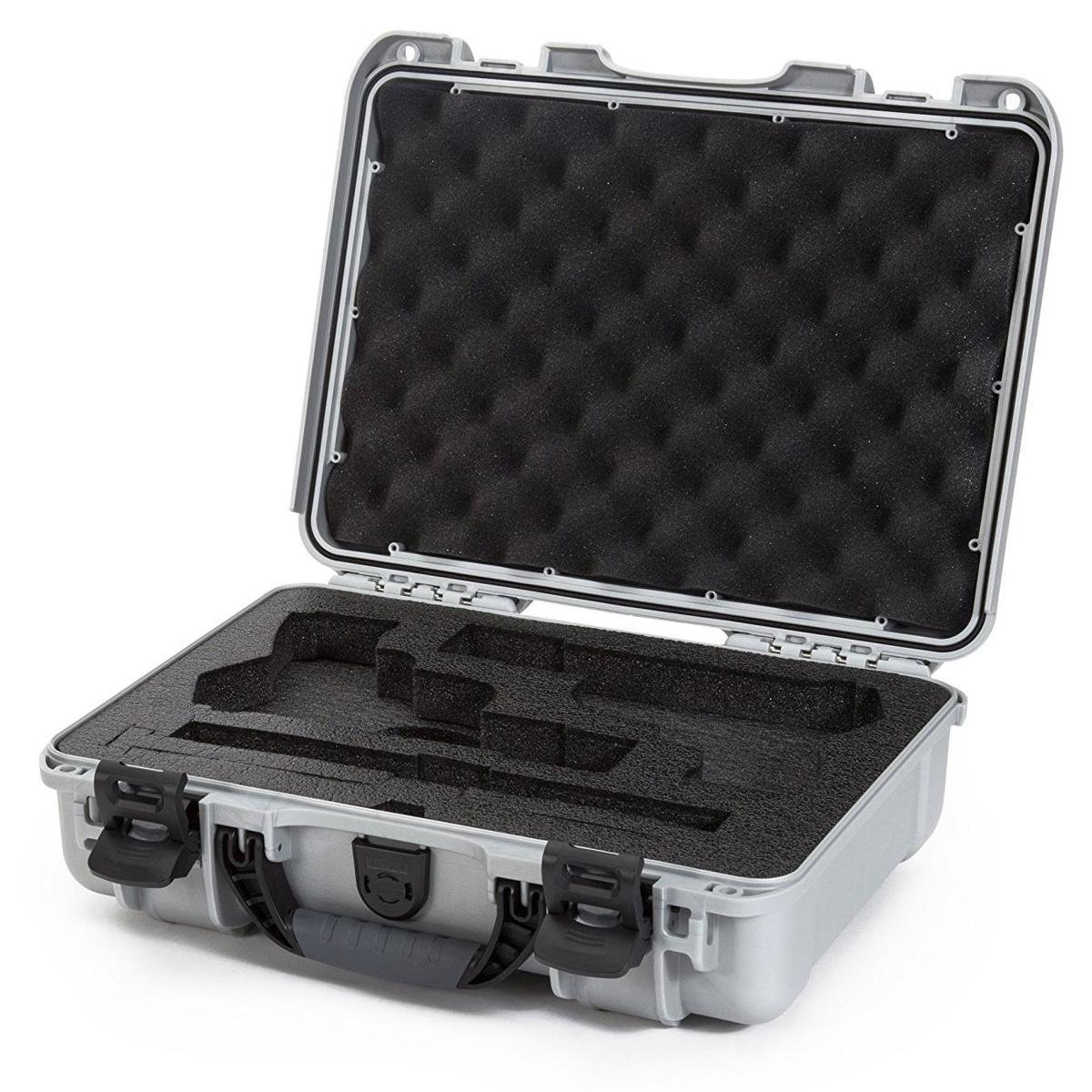 Nanuk 910 2Up Pistol Case, Two Pistols & Two Single or Double Stack Mags,Silver