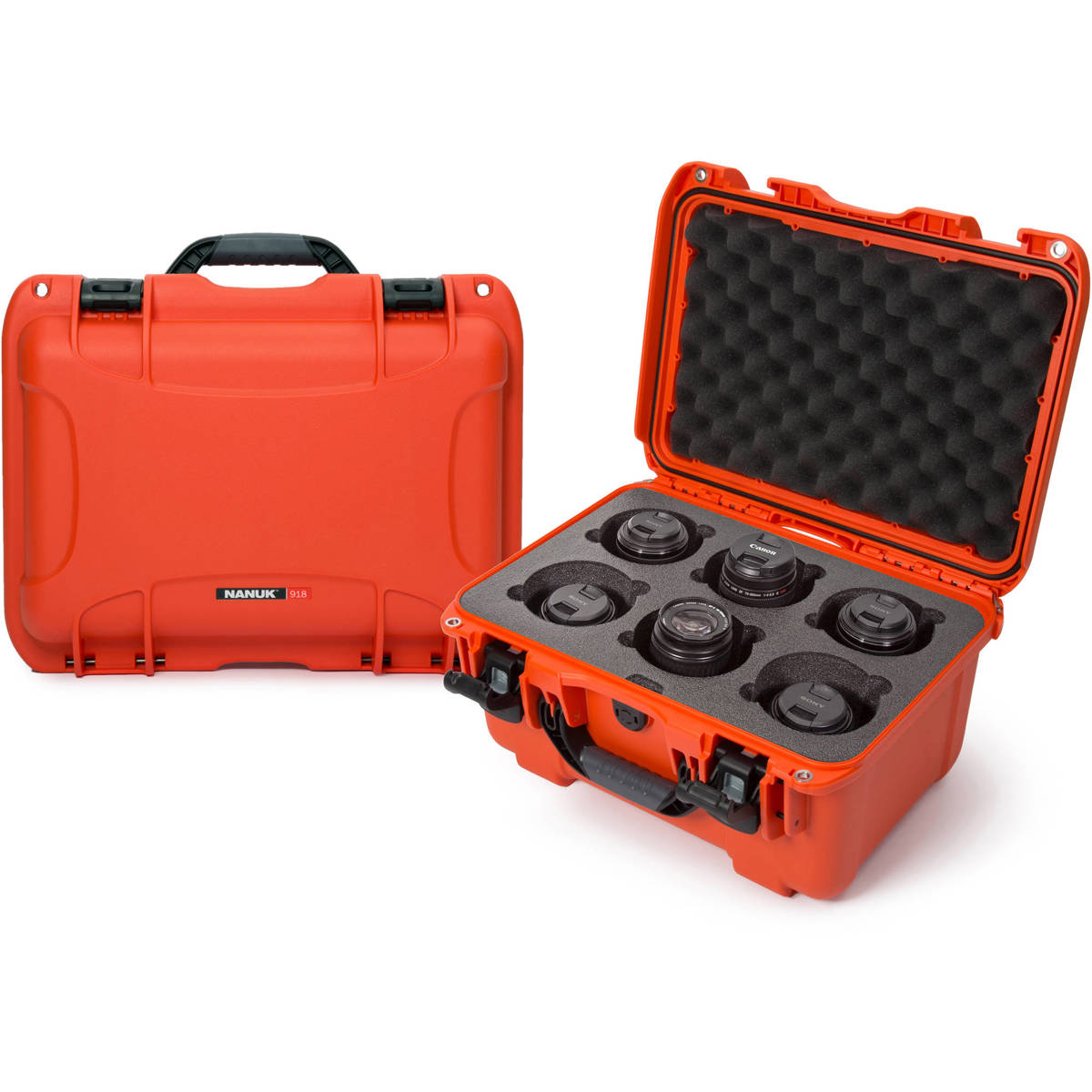 

Nanuk Medium 918 Protective Case with Foam Insert for 6 Camera Lens, Orange