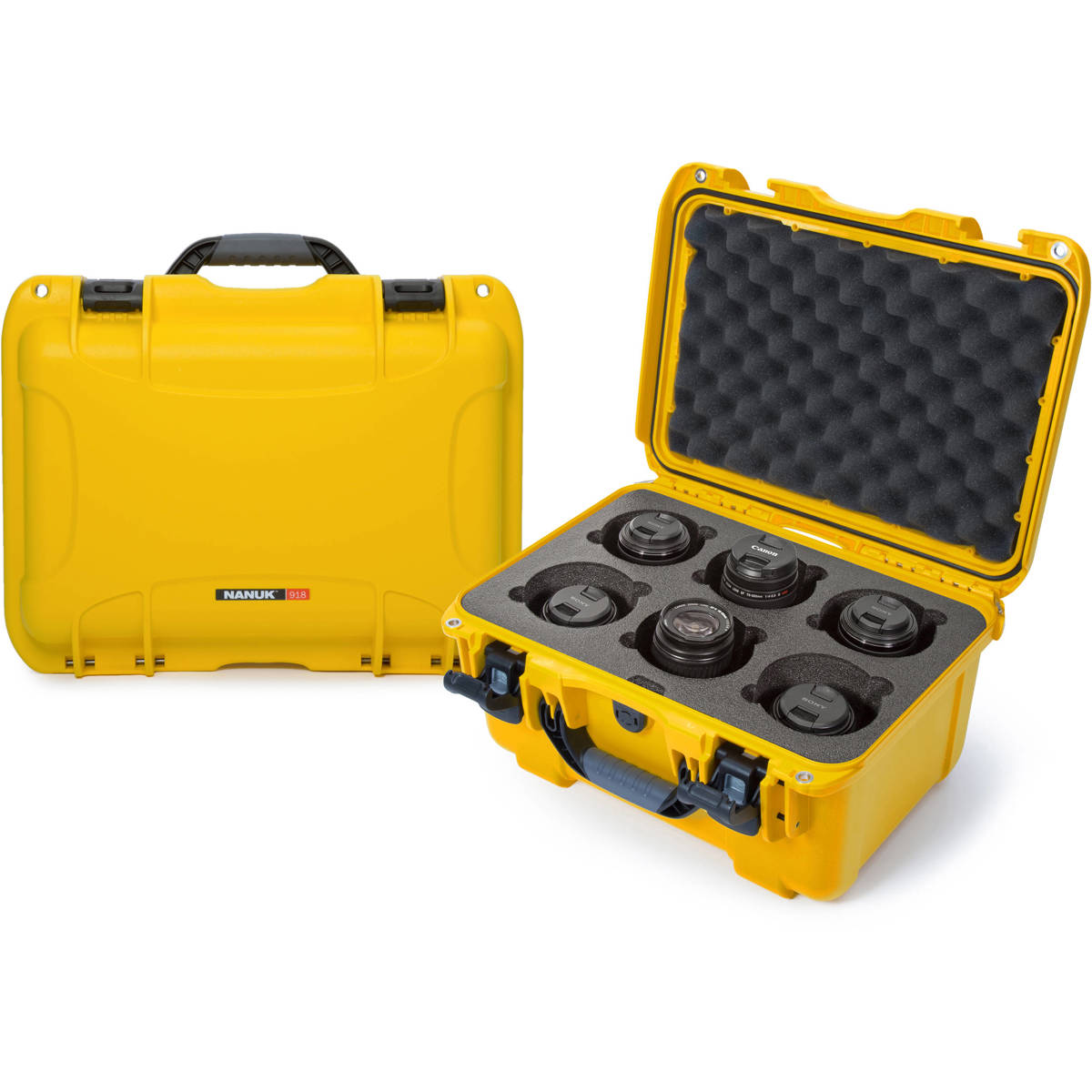 

Nanuk Medium 918 Protective Case with Foam Insert for 6 Camera Lens, Yellow