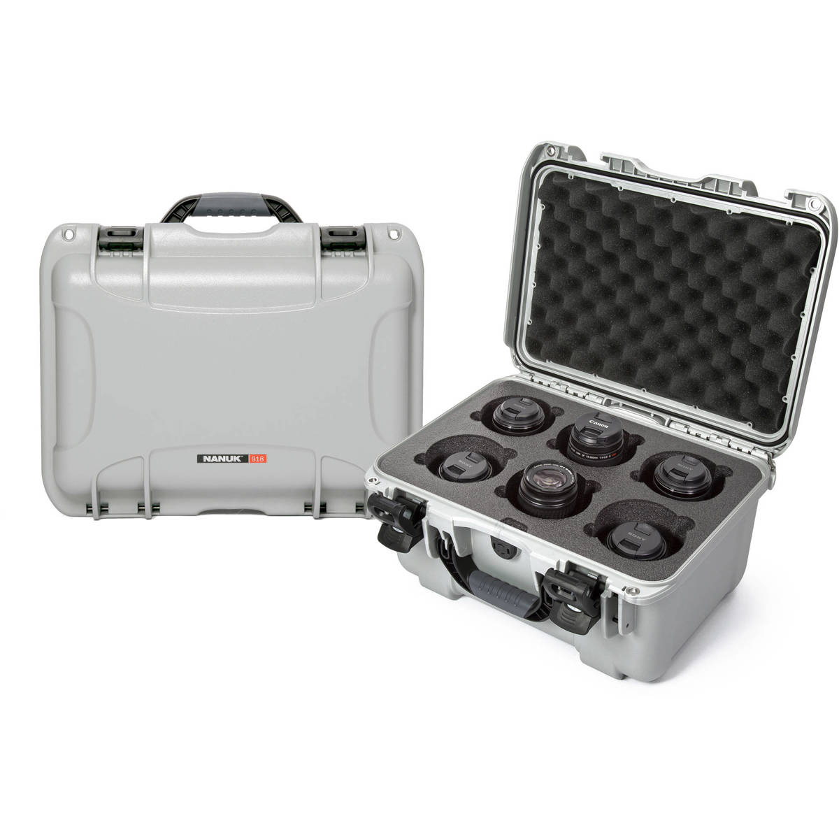 

Nanuk Medium 918 Protective Case with Foam Insert for 6 Camera Lens, Silver