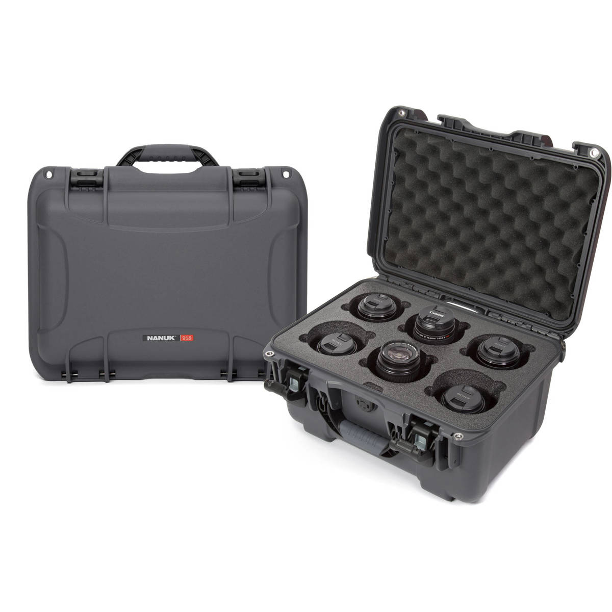 

Nanuk Medium 918 Protective Case with Foam Insert for 6 Camera Lens, Graphite