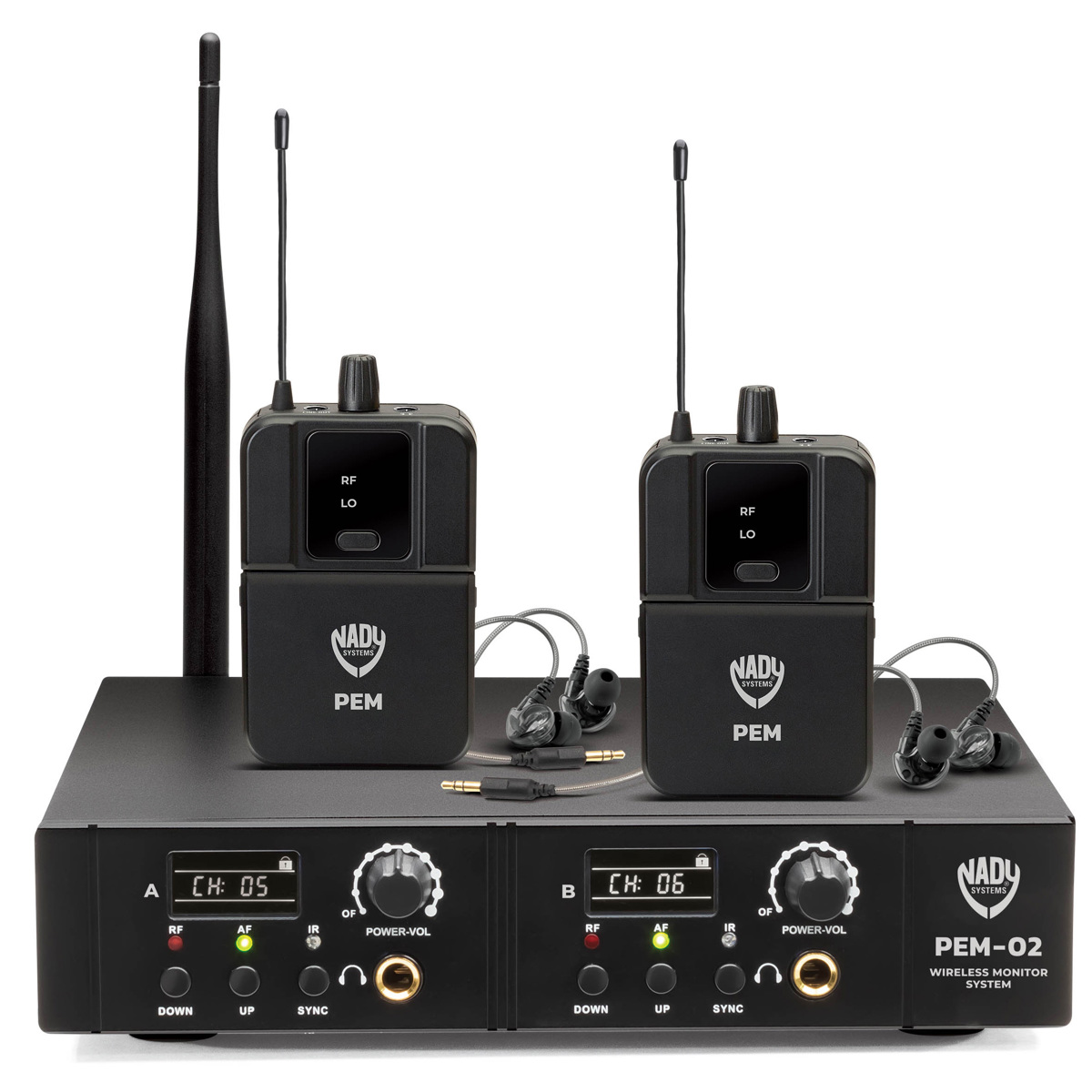 

Nady PEM-02 16-Ch Dual Transmitter Wireless In-Ear Monitor System, 903-928MHz