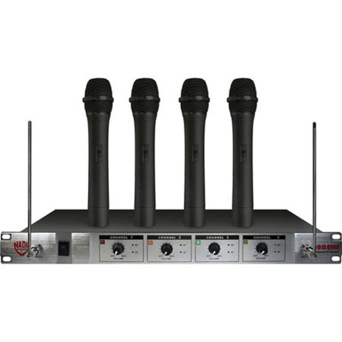 

Nady 401X Quad HT 4-Channel VHF Wireless Microphone System, Channels E4/F/H/E