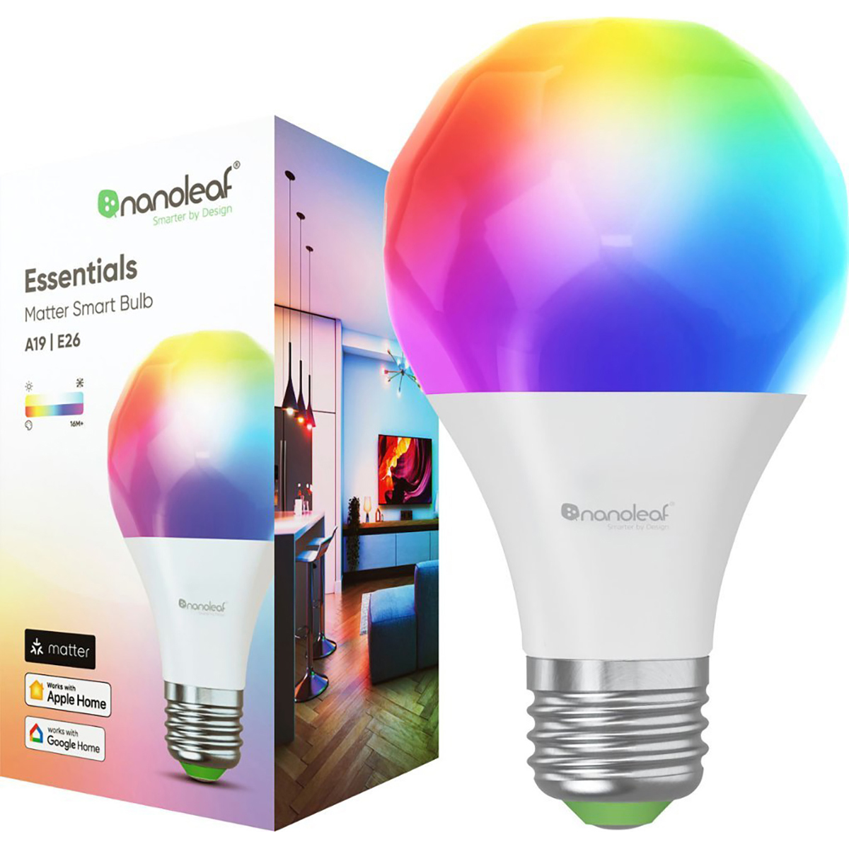 

Nanoleaf Essentials Matter A19 E26 60W RGBCW Smart LED Bulb