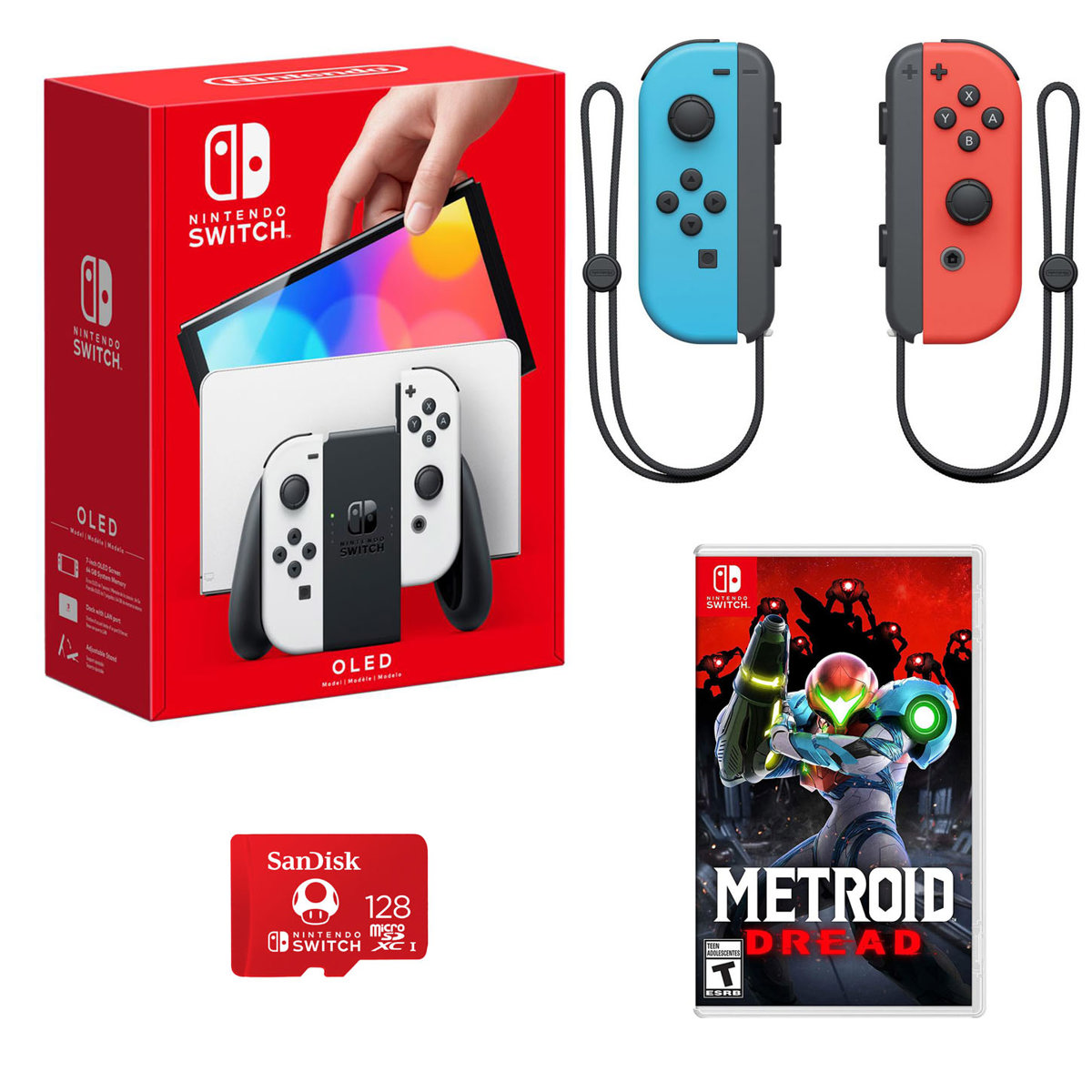

Nintendo Switch 64GB OLED Console with White Joy-Con Controllers With Bundle Kit
