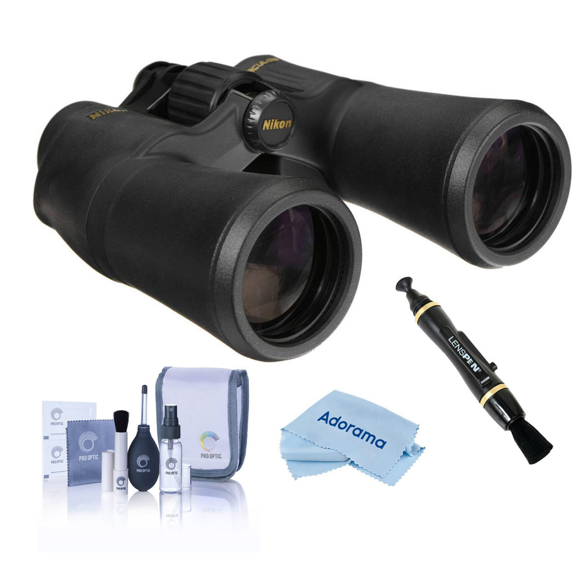 

Nikon 10x50 Aculon A211 Porro Prism Binocular, Black, Bundle with Accessory Kit