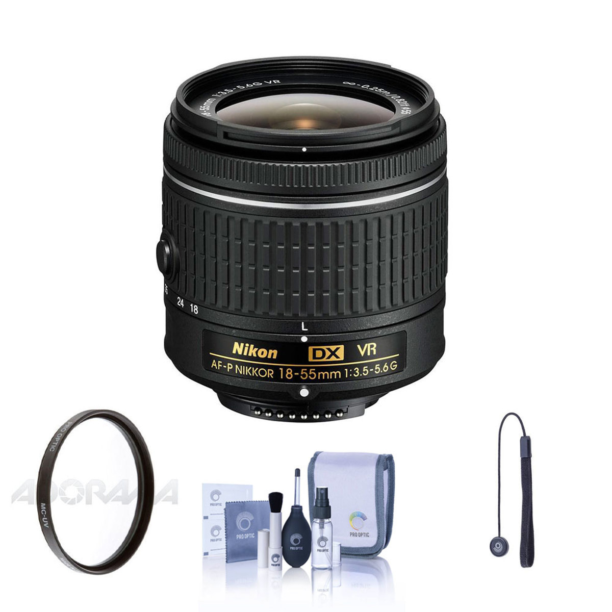 

Nikon 18-55mm f/3.5-5.6G AF-P DX NIKKOR VR Lens USA w/Free Accessories Kit