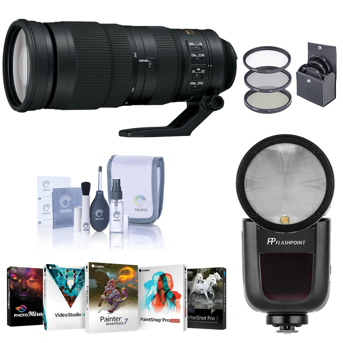 

Nikon 200-500mm f/5.6E ED AF-S NIKKOR VR Lens with Zoom Li-on X R2 Flash Kit