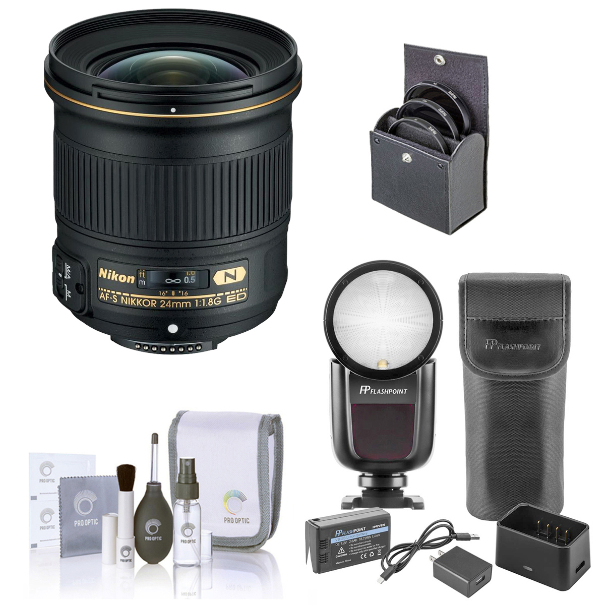 

Nikon 24mm f/1.8G ED AF-S NIKKOR Lens with Flashpoint Zoom Li-on X R2 Flash Kit