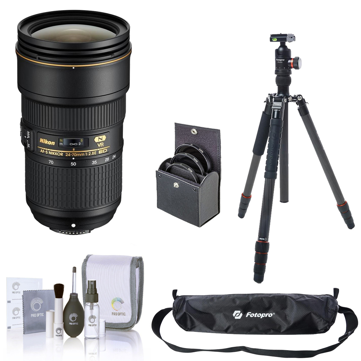 

Nikon 24-70mm f/2.8E ED-IF AF-S VR NIKKOR Lens w/FotoPro X-Go Max CF Tripod Kit