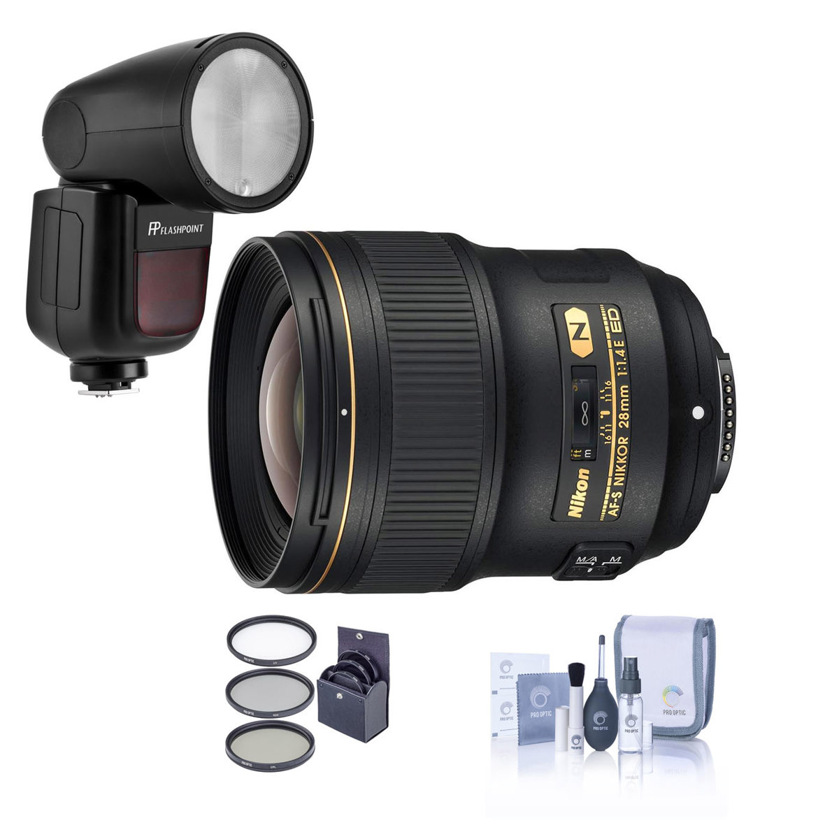 

Nikon 28mm f/1.4E AF-S NIKKOR Lens with Flashpoint Zoom Li-on X R2 Flash Kit