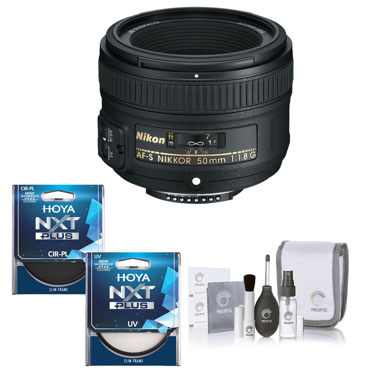 

Nikon 50mm f/1.8G AF-S NIKKOR Lens with ProOptic 58mm CPL+UV Filter Ki
