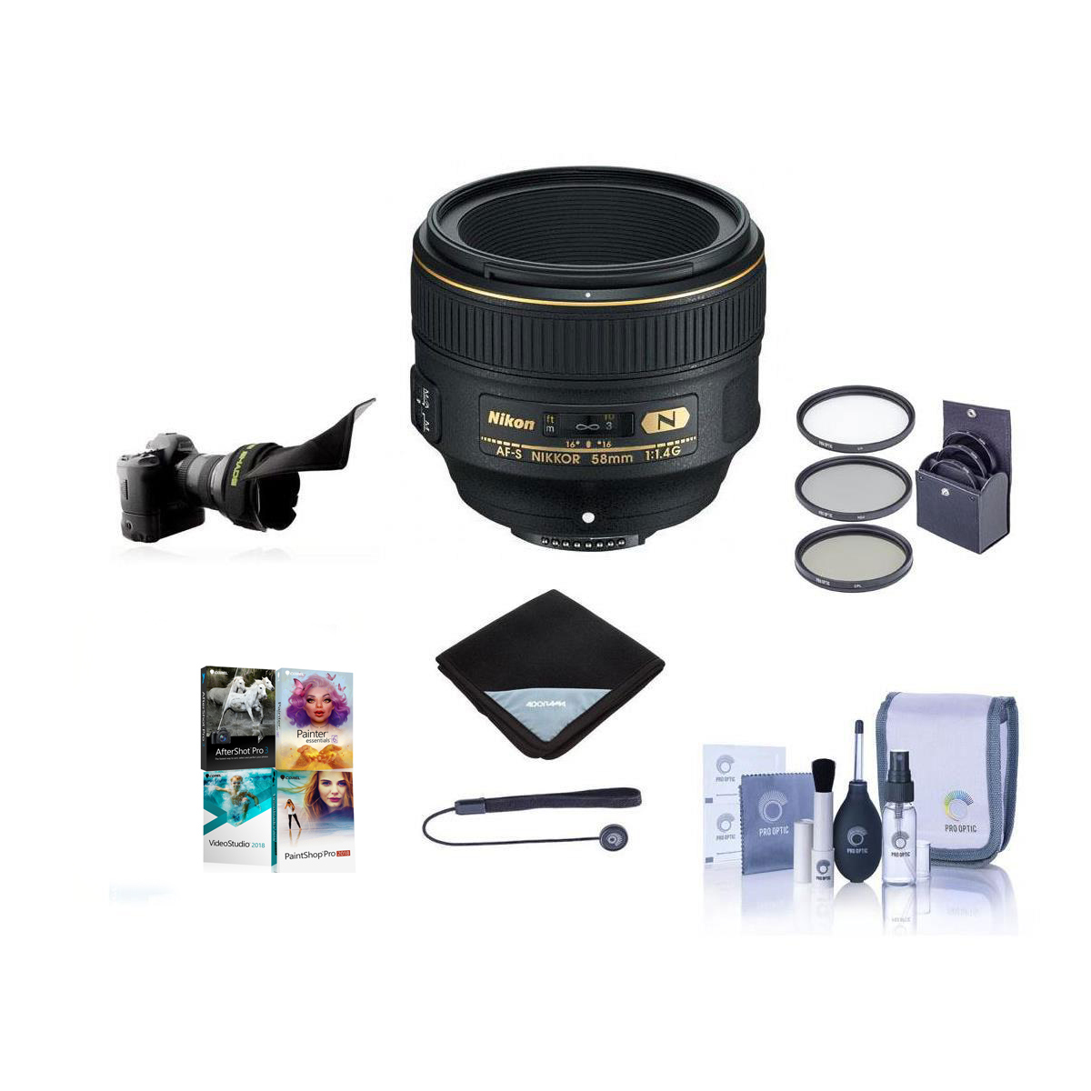 

Nikon 58mm f/1.4G AF-S NIKKOR Lens with Free PC Software & Accessories Kit