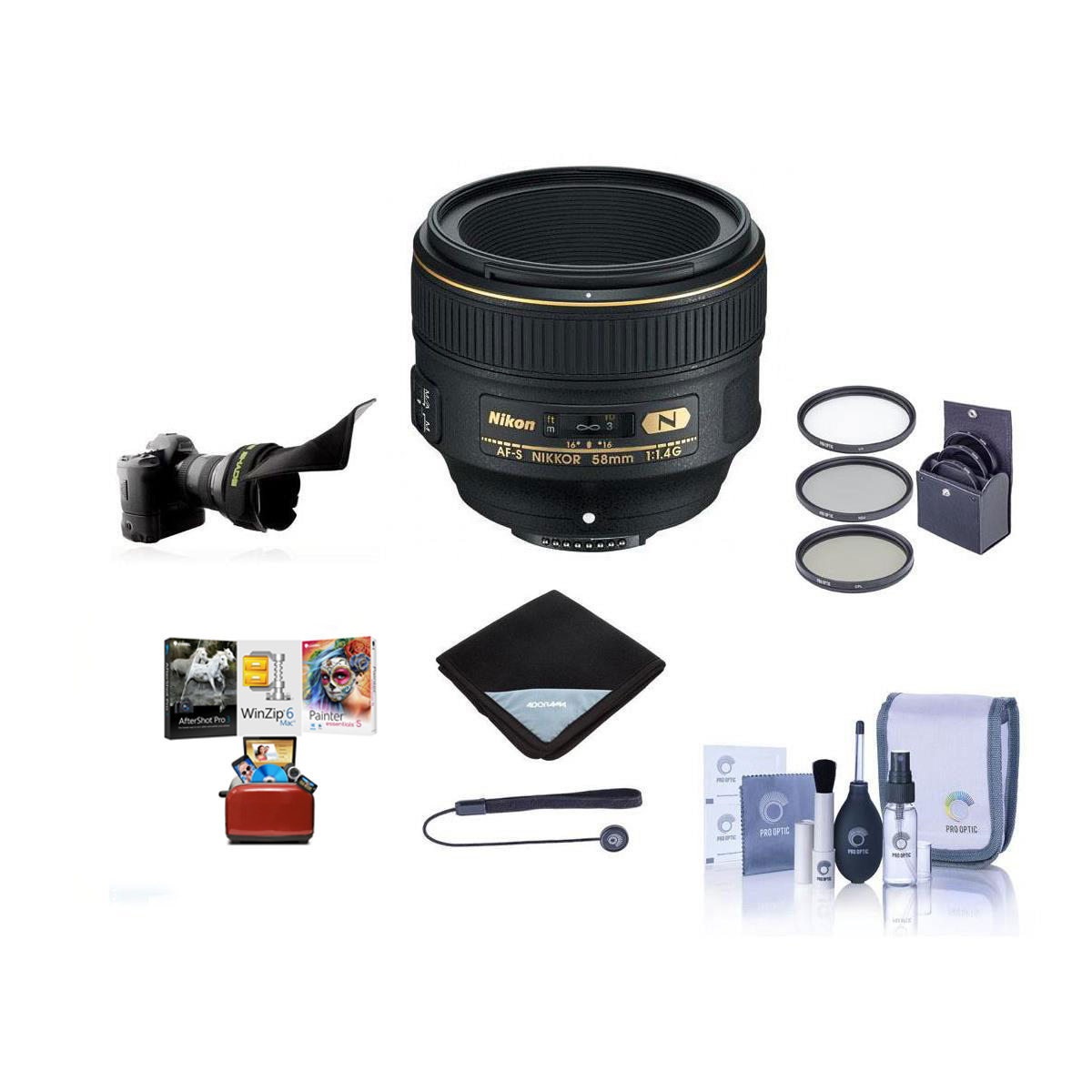 

Nikon 58mm f/1.4G AF-S NIKKOR Lens with Free Mac Software & Accessories Kit