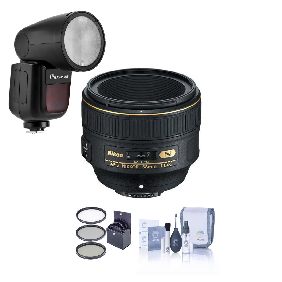 

Nikon 58mm f/1.4G AF-S NIKKOR Lens with Flashpoint Zoom Li-on X R2 Flash Kit