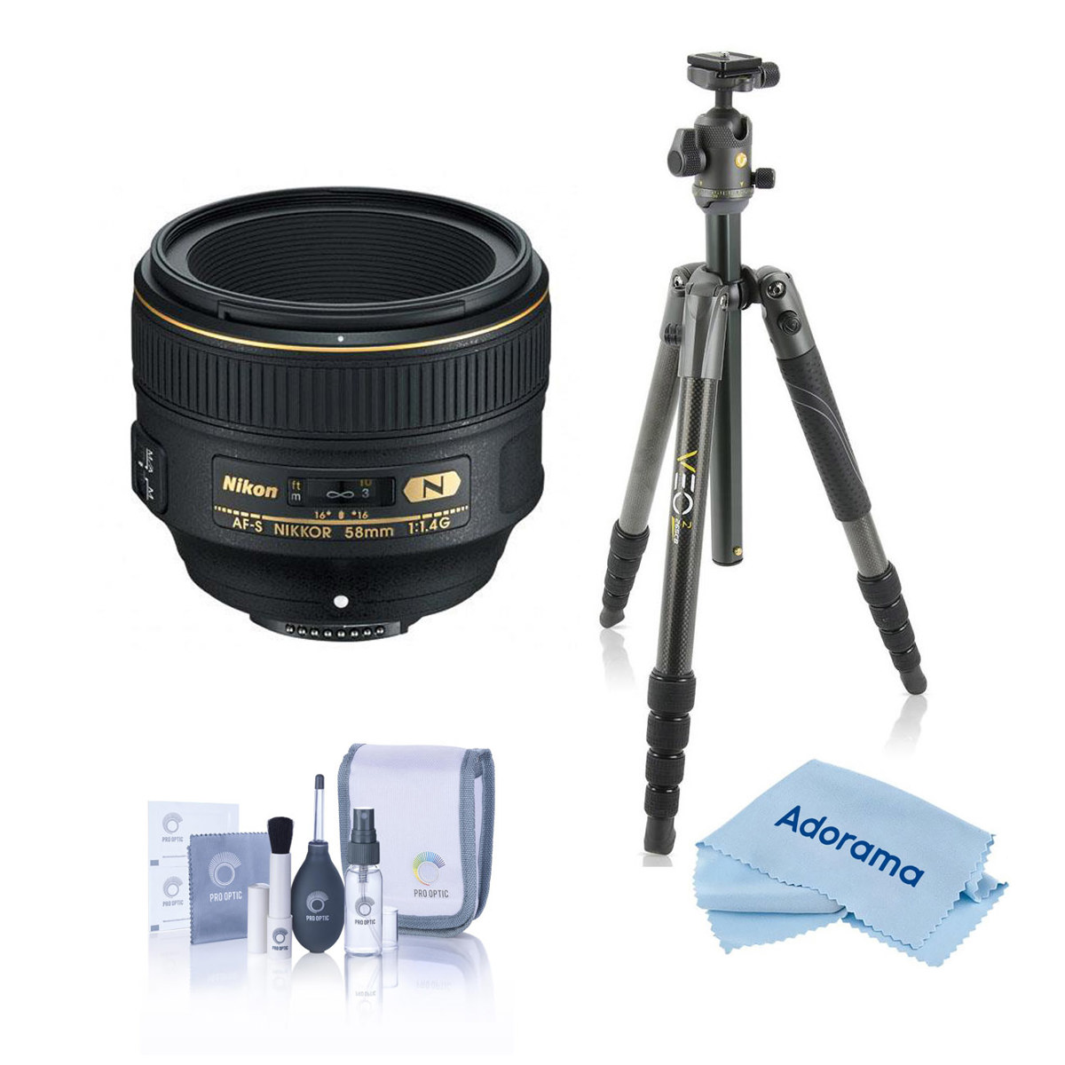 

Nikon 58mm f/1.4G AF-S NIKKOR Lens with Vanguard VEO 2 GO 235CB CF Tripod Kit