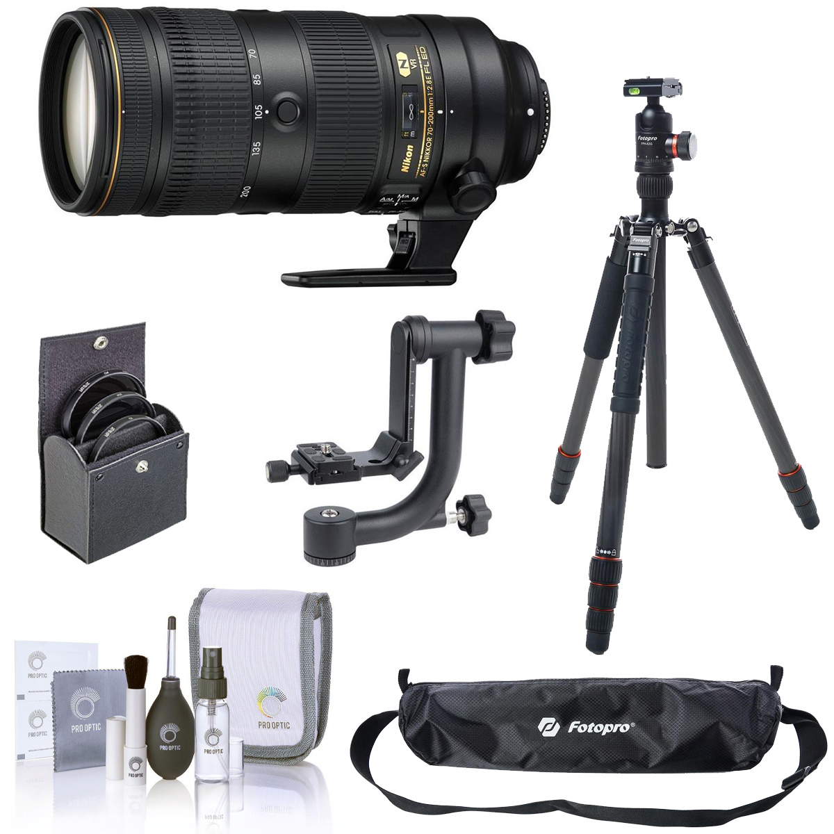 

Nikon 70-200mm f/2.8E FL ED AF-S NIKKOR VR Lens w/FotoPro X-Go Max CF Tripod Kit