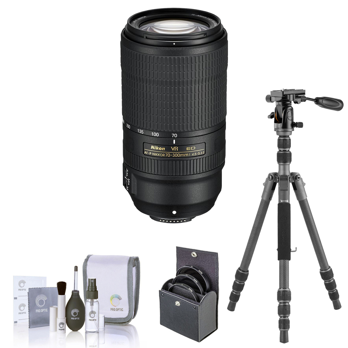 

Nikon 70-300mm f/4.5-5.6E ED AF-P NIKKOR VR Lens with 3Pod TREK CF Tripod Kit