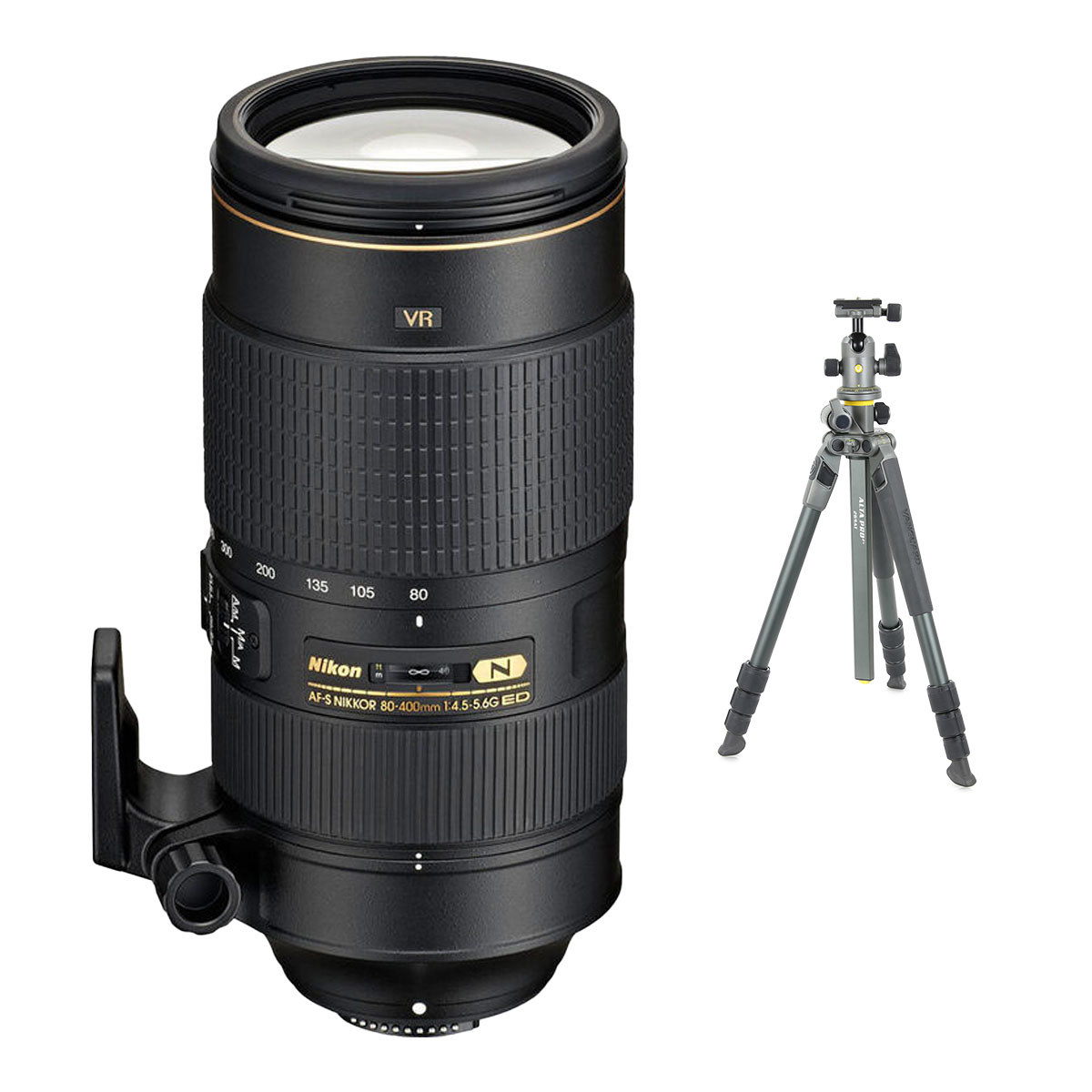 

Nikon 80-400mm f/4.5-5.6G AF-S VR NIKKOR ED Lens with ALTA PRO 2+ 264 Al Tripod
