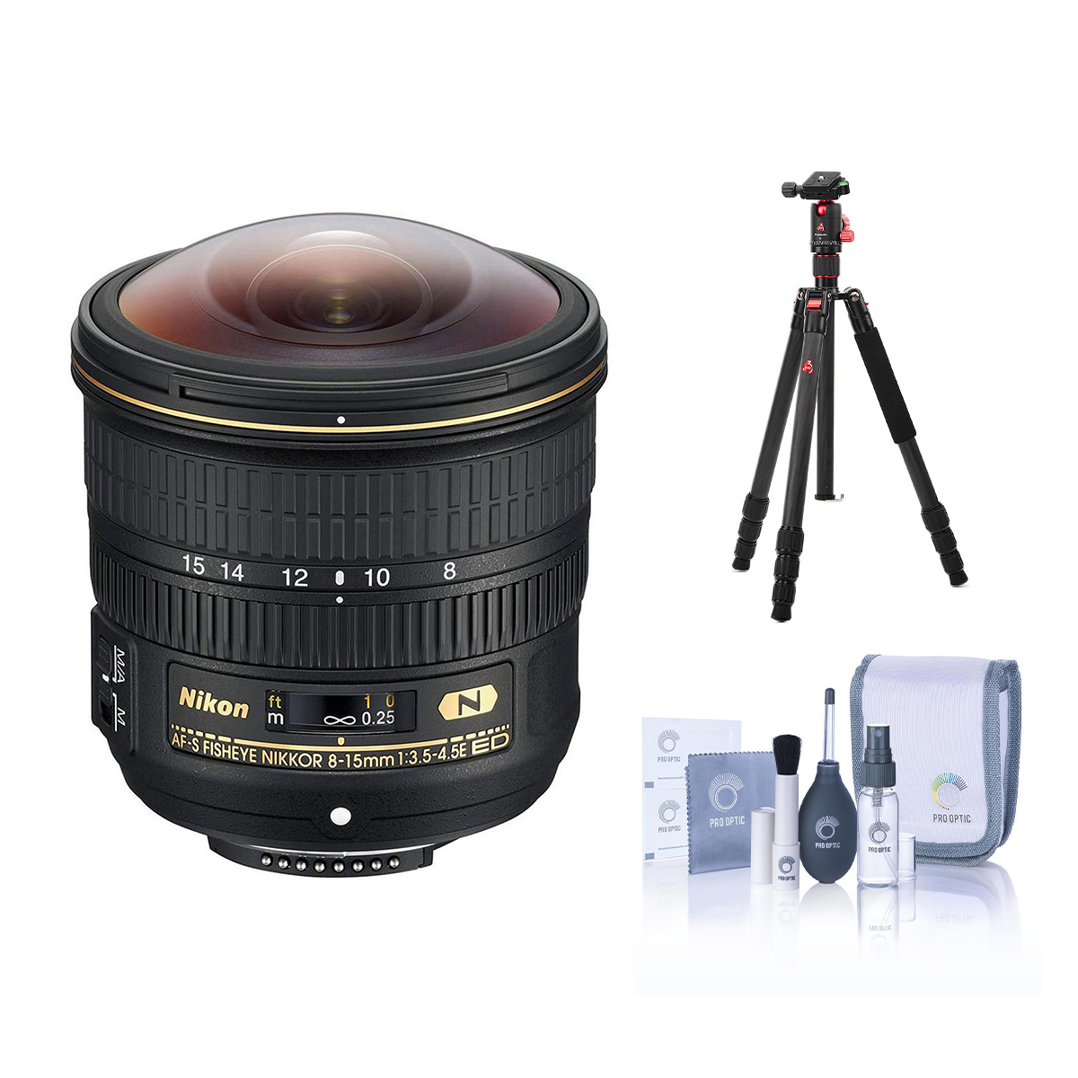 

Nikon 8-15mm f/3.5-4.5E EDIF AF-S Fisheye NIKKOR Lens w/VEO 2 GO CF Tripod Kit