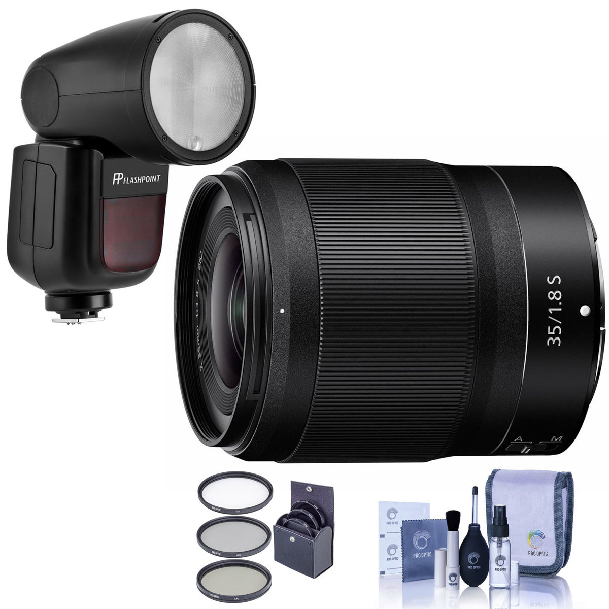 

Nikon NIKKOR Z 35mm f/1.8 S Lens with Flashpoint Zoom Li-on X R2 TTL Flash Kit