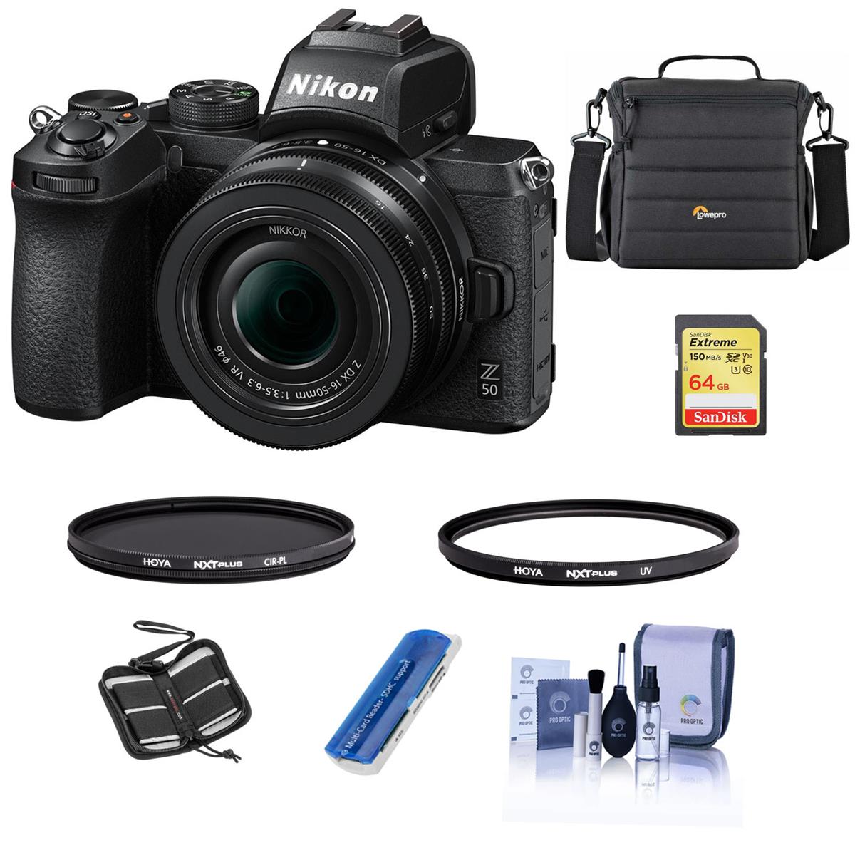 Nikon Z50 Mirrorles Camera with Z DX 16-50mm f/3.5-6.3 VR Lens W/Hoya Filter Kit