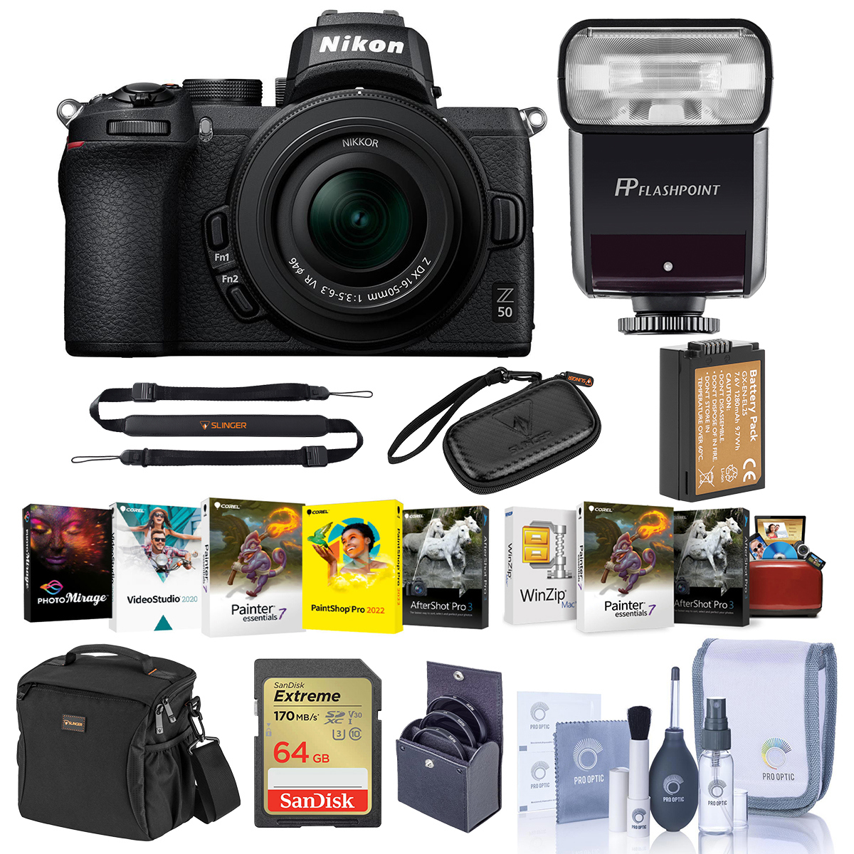 

Nikon Z50 Mirrorless Camera with Z DX 16-50mm f/3.5-6.3 VR Lens - With Flash Kit