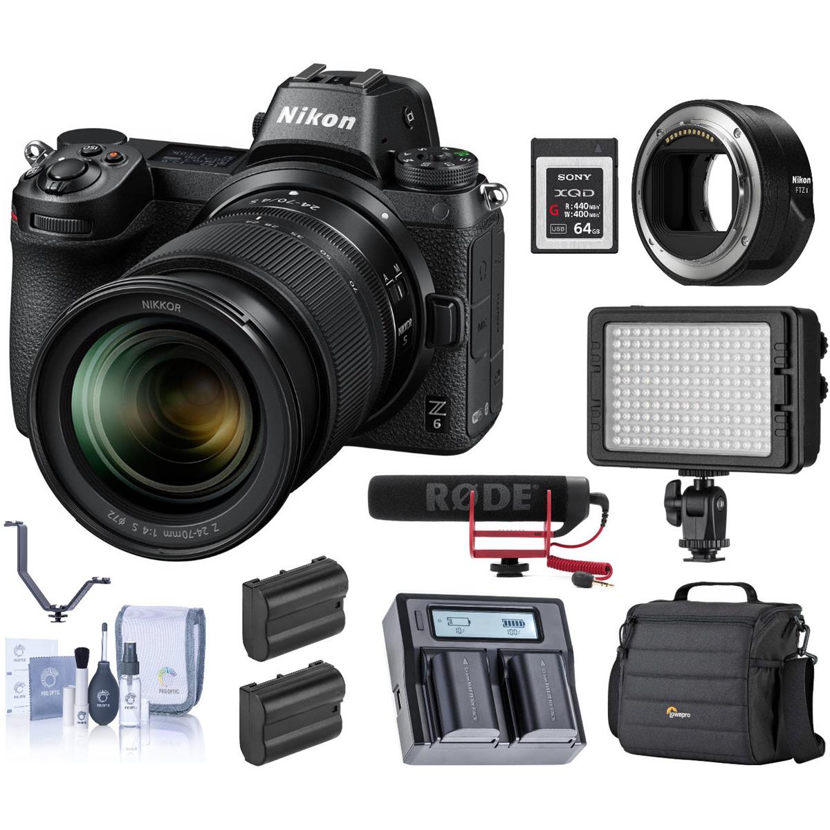 Nikon Z6 FX-Format Mirrorless Camera with NIKKOR Z 24-70mm f/4 S Lens w/Acc