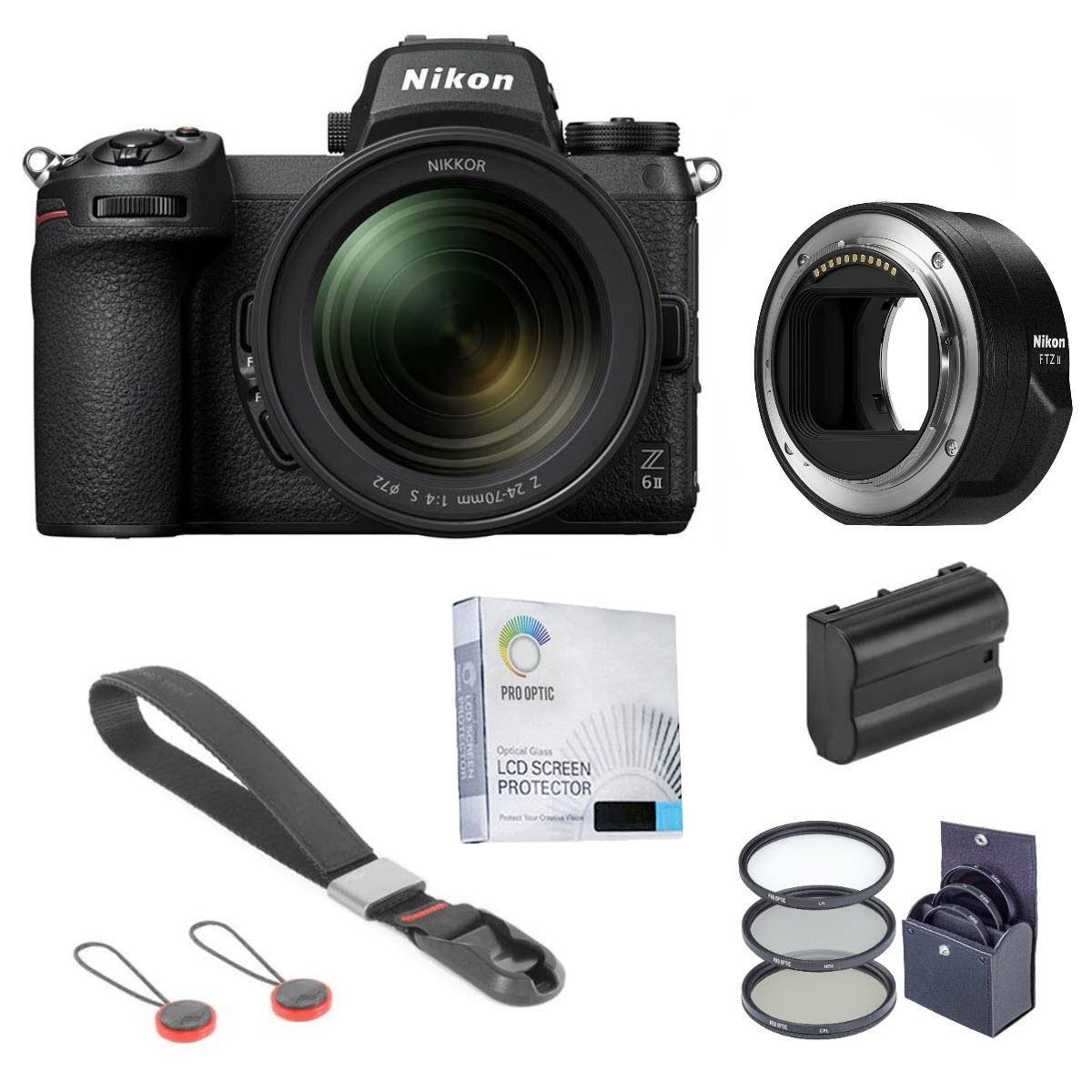 Image of Nikon Z 6II Mirrorless Camera w/24-70mm f/4 Lens &amp; FTZ Adapter
