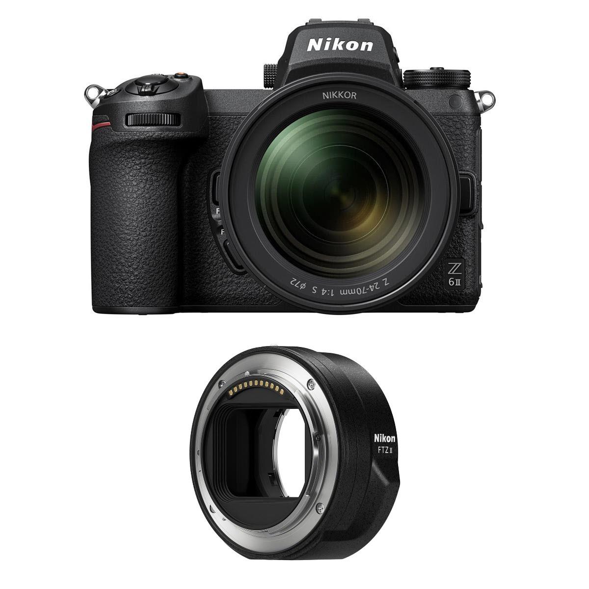 Image of Nikon Z 6II Mirrorless Camera with 24-70mm f/4 Lens and FTZ II Mount Adapter