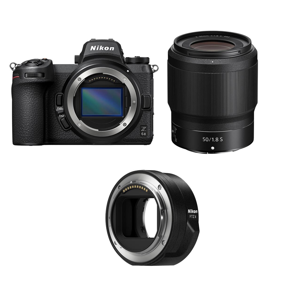Image of Nikon Z 6II Mirrorless Camera with 50mm f/1.8 S Lens and FTZ II Adapter
