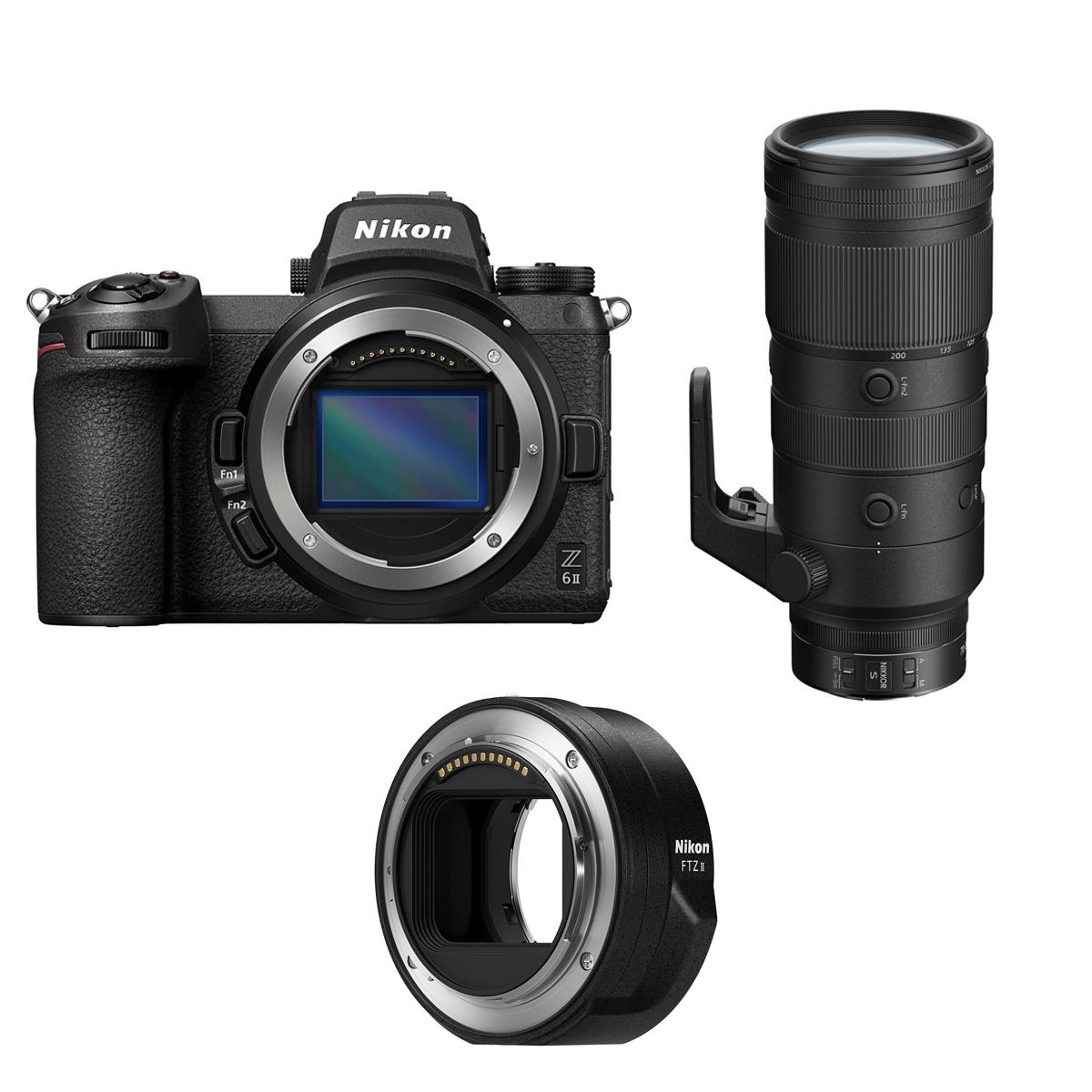 Image of Nikon Z 6II Mirrorless Camera with 70-200mm f/2.8 VR S Lens and FTZ II Adapter