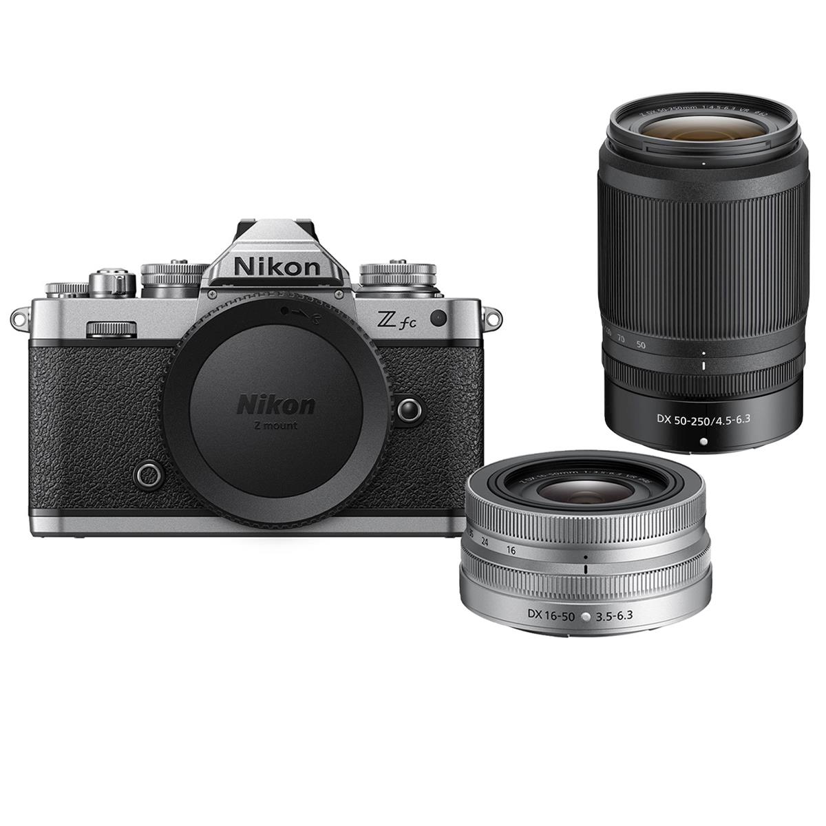 Image of Nikon Z fc Mirrorless Camera with DX 16-50mm Silver &amp; 50-250mm Lens