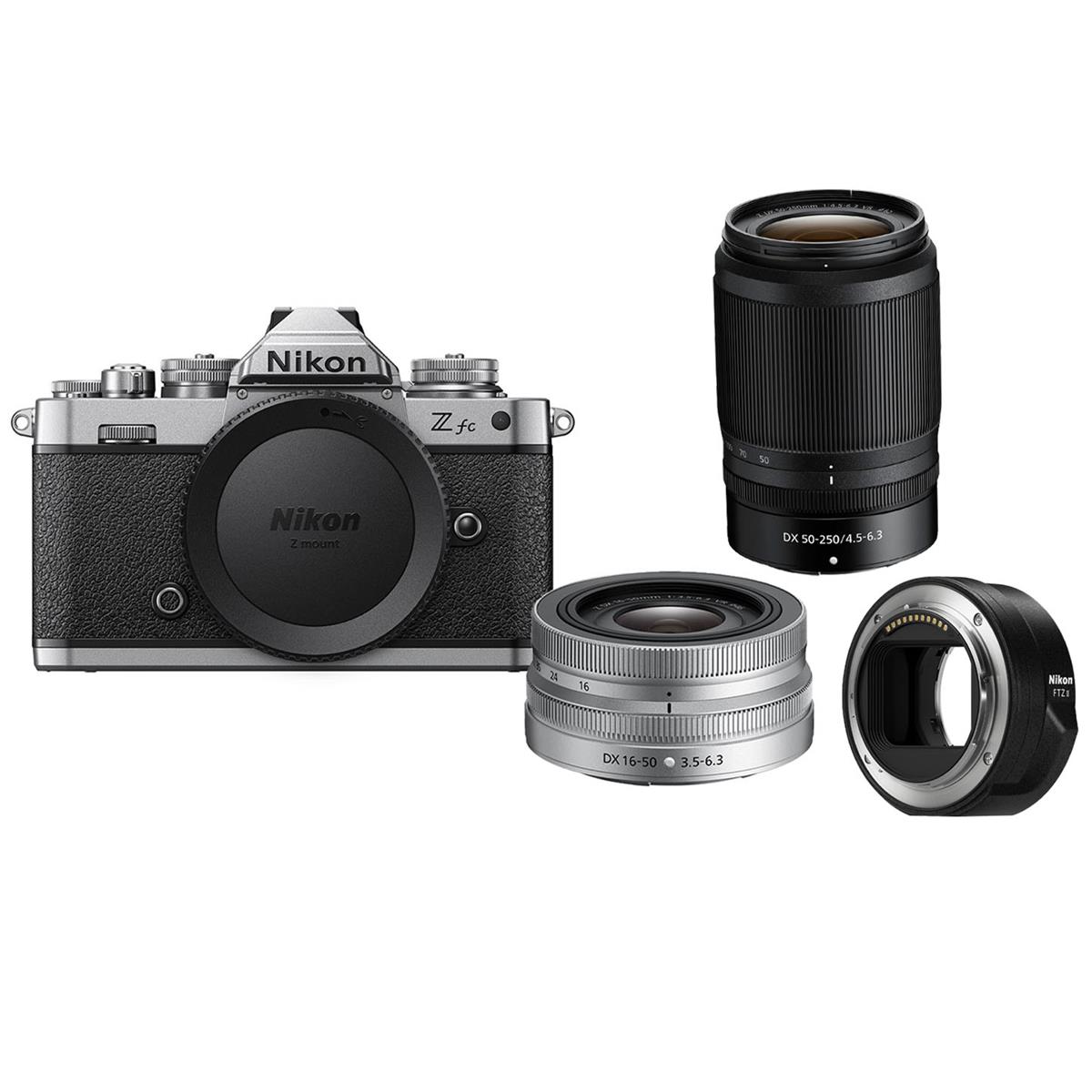 Image of Nikon Z fc Mirrorless Camera with 16-50mm Silver &amp; 50-250mm Lens w/FTZ Adapter