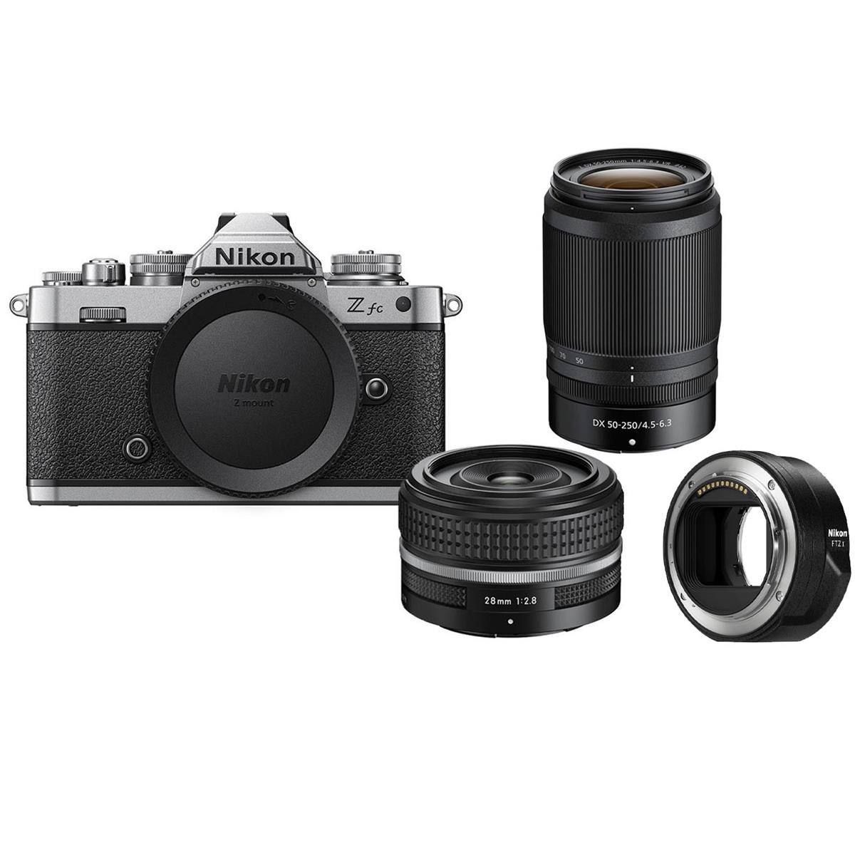 Image of Nikon Z fc Mirrorless Camera with 28mm f/2.8 (SE) &amp; 50-250mm Lens w/FTZ Adapter