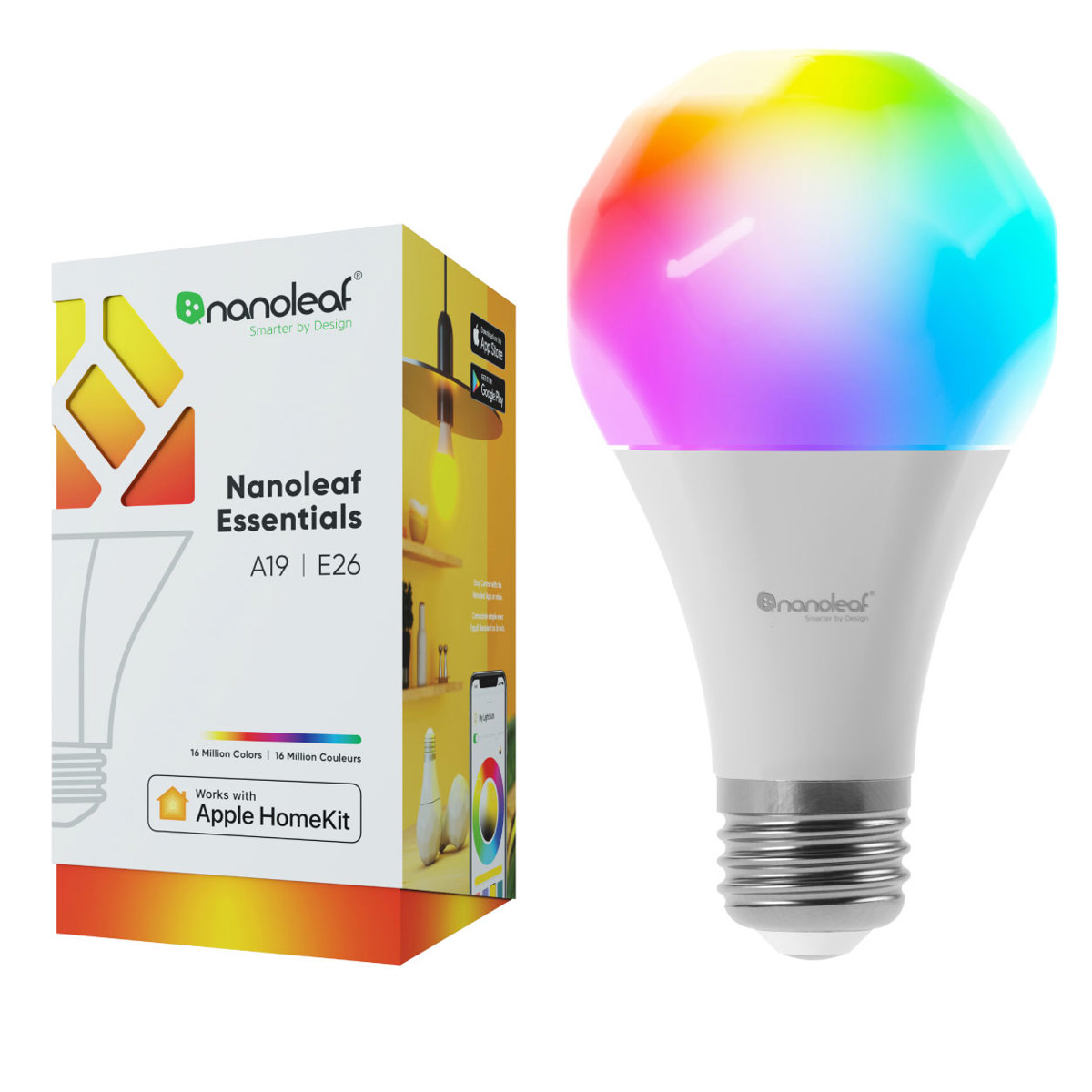 

Nanoleaf Essentials A19 E26 60W Colors and White Smart Bulb