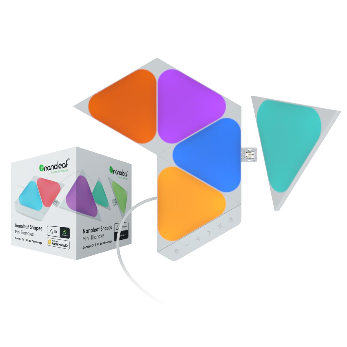 Nanoleaf Shapes Mini Triangles Smarter Kit, 5x Triangle Light Panels, 20 Lumens -  NL48-5005TW-5PK